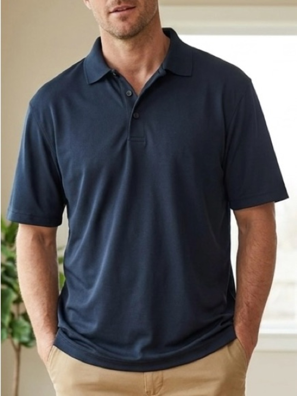 Cabela's Black Short Sleeve Polo Shirt Performance Pique Knit Sz L Reg EUC Golf